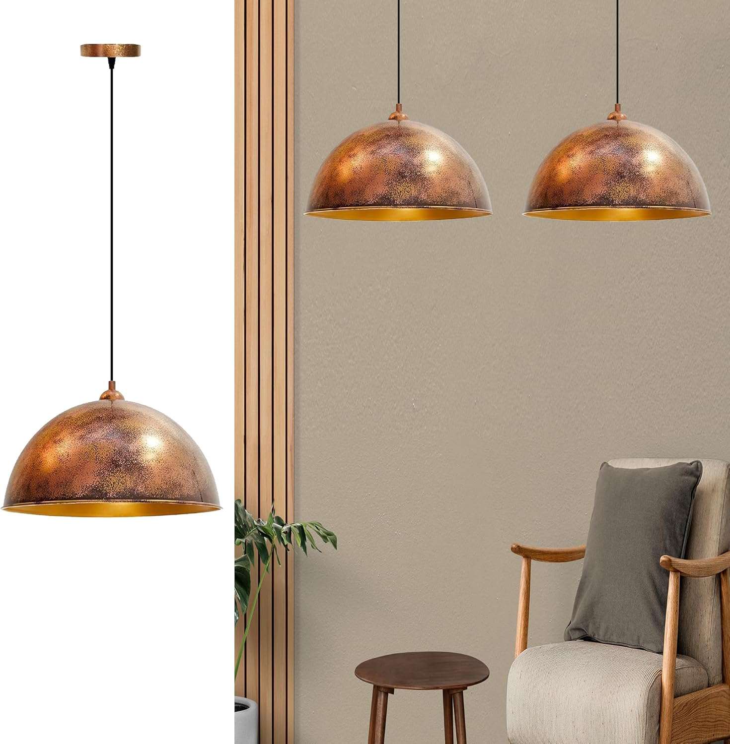 Doppel-Pendelleuchte Ø30 cm Kupferfarben